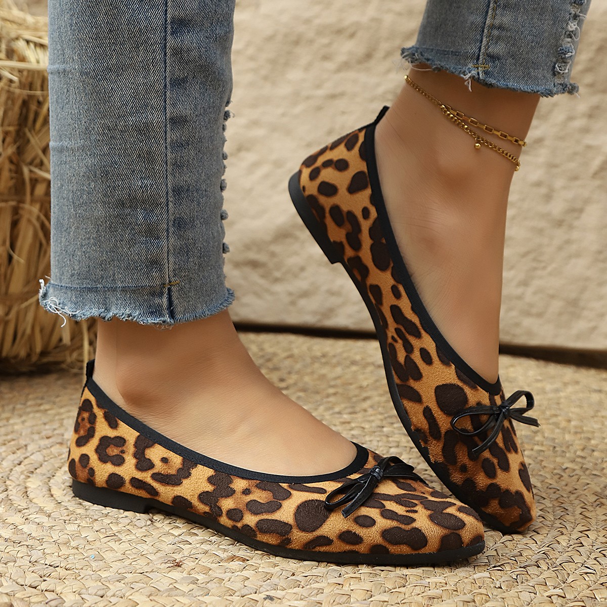 Women'S Shoes For Work - 2026 حذاء مسطح بنقشة الفهد للنساء،