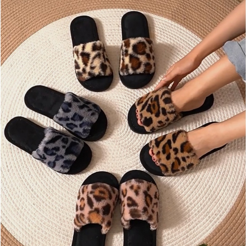 Women'S Shoes For Flat Feet - 2025 شتاء دافئ رقيق فروي ليوبارد